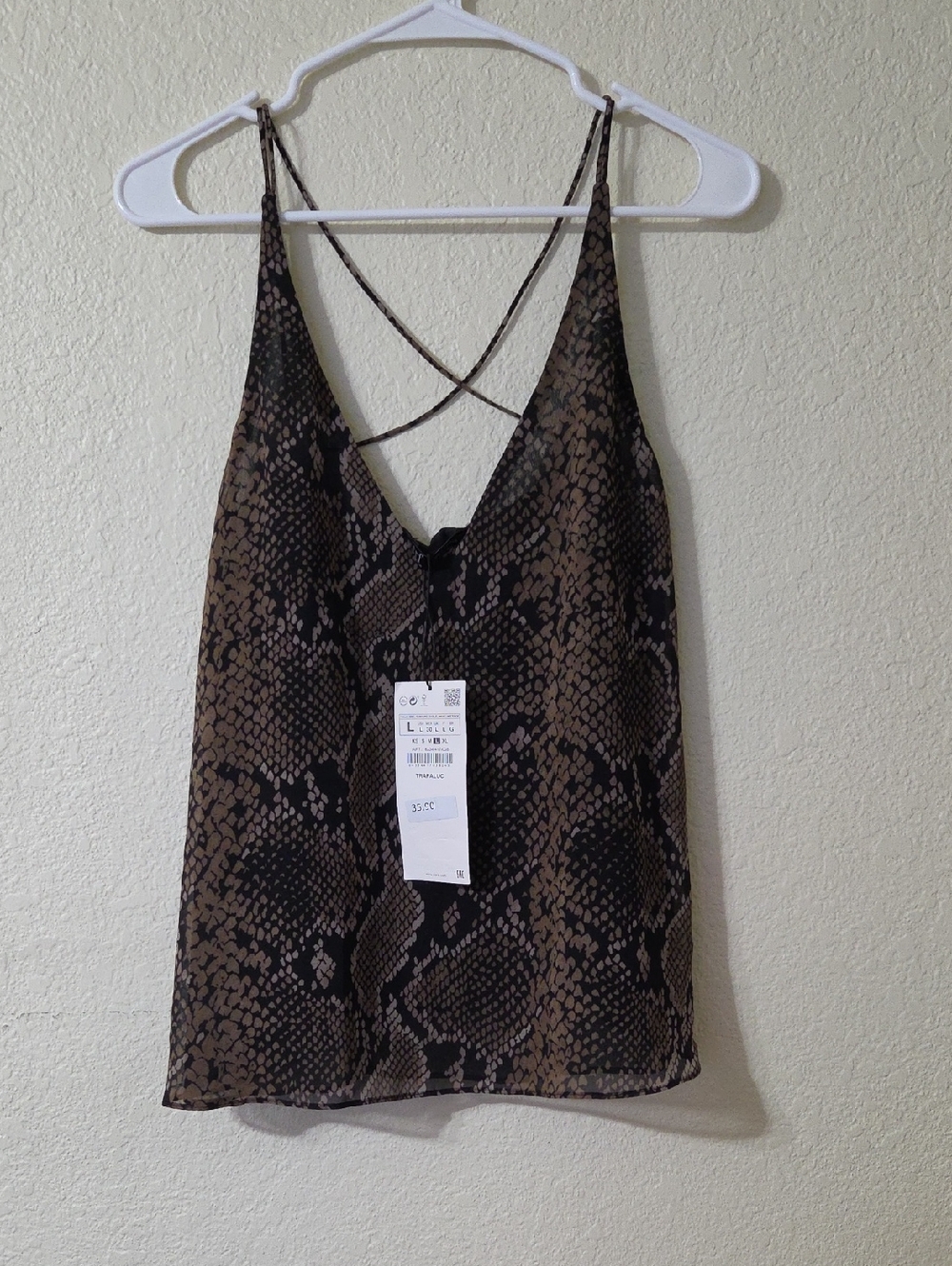 Zara Brown and Black Snakeskin Print Strappy Cami